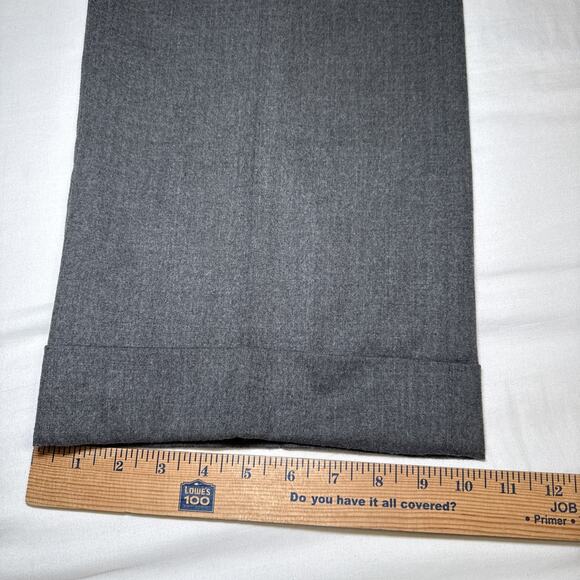 Talbots Womens Petite 12P Italian Wool Pants Gray Lined Wide Leg Cuffed Career - Picture 9 of 13